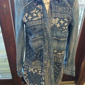 Free people Westward denim tunic shirt top jeans